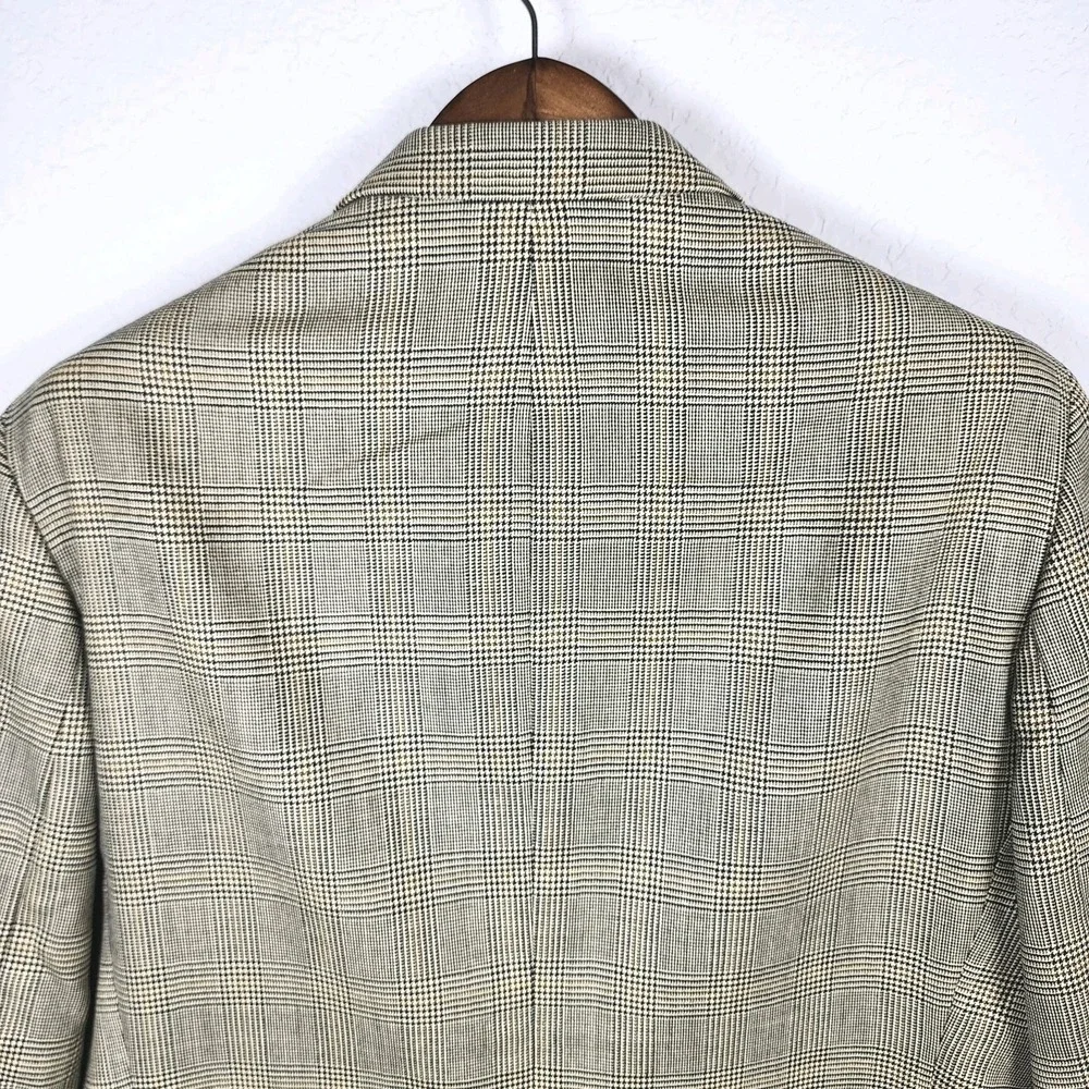 Chaps Ralph Lauren‎ Glen Plaid Blazer Sport Coat Mens 44T Brown Wool Old Career